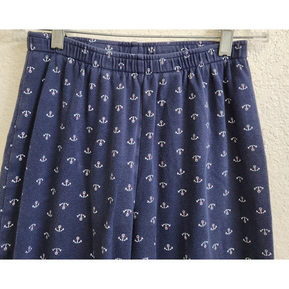 Cathy Daniels Blue Anchor Print Cropped Leggings Small Lightweight Pull On Soft - Picture 2 of 6